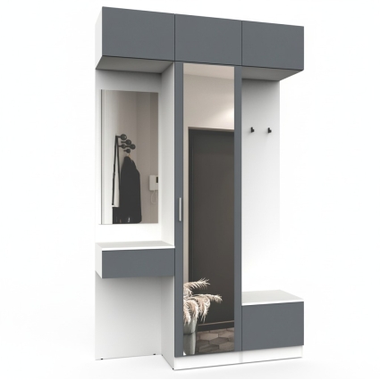 Набор мебели для прихожей "Марсель-206" МР 01-206 В2490 Ш1500 Г420 (ЛДСП Графит серый)